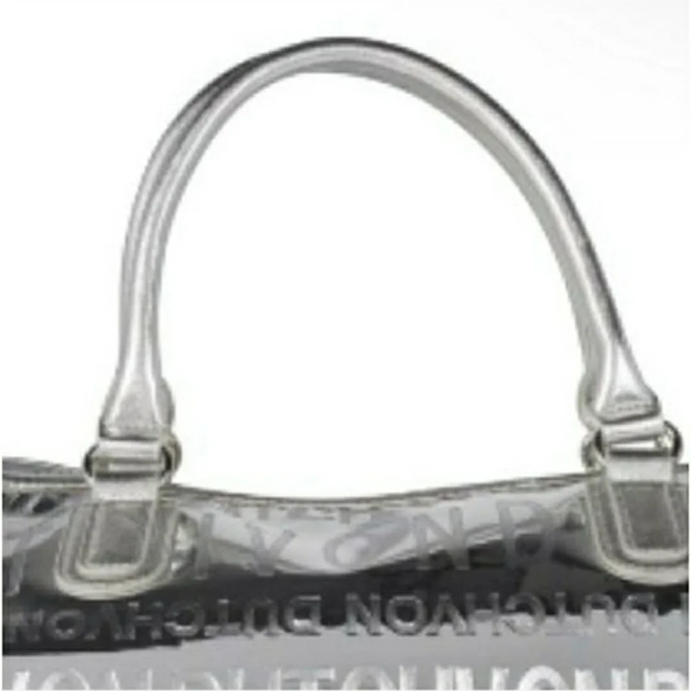 NWT! Von Dutch Metallic Silver Mirrored Weekender Gym Duffel Bag (Retail $379) - Picture 9 of 15